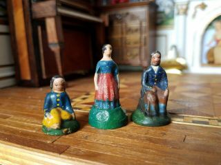 Antique Vintage Dollhouse Miniature Wood Carved & Painted Figures 1:12