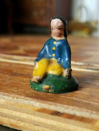 Antique Vintage Dollhouse Miniature Wood Carved & Painted Figures 1:12 6