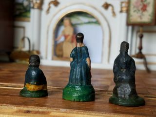 Antique Vintage Dollhouse Miniature Wood Carved & Painted Figures 1:12 7