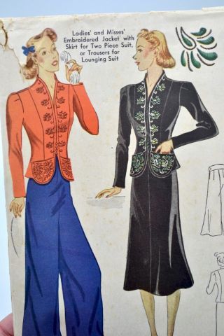 Vintage Mccall Sewing Pattern 30s 40s Jacket Skirt Wide Leg Pants 559 Size 16