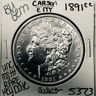 1891 Cc Bu Gem Morgan Silver Dollar Unc Ms,  U.  S.  Rare Key Coin 5373
