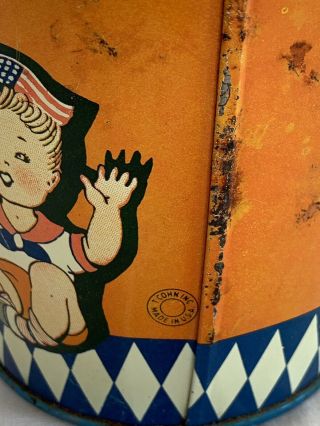 Vtg 1950 ' s T.  COHN Lithographed Patriotic 3 Cheers for /Red/White/Blue Tin Pail 5