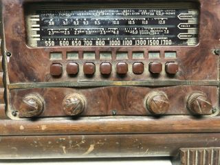 Vtg 1940s Philco Model 41 - 250 Tube Radio Art Deco Walnut Cabinet Bakelite 3