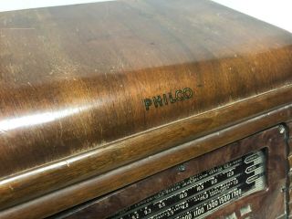 Vtg 1940s Philco Model 41 - 250 Tube Radio Art Deco Walnut Cabinet Bakelite 4