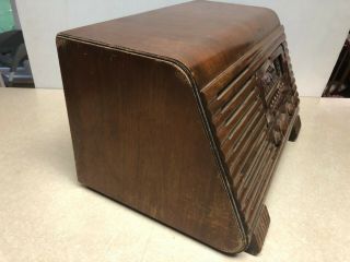 Vtg 1940s Philco Model 41 - 250 Tube Radio Art Deco Walnut Cabinet Bakelite 5
