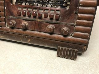 Vtg 1940s Philco Model 41 - 250 Tube Radio Art Deco Walnut Cabinet Bakelite 7