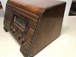Vtg 1940s Philco Model 41 - 250 Tube Radio Art Deco Walnut Cabinet Bakelite 8