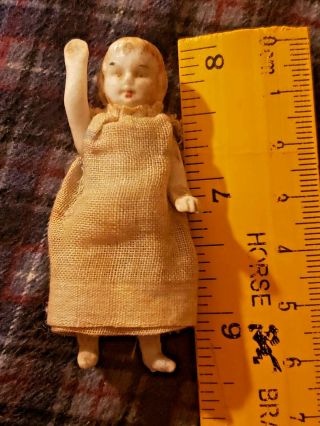 2 1/4 " Antique All Bisque Orphan Dollhouse Miniature German Doll Jointed 1800s