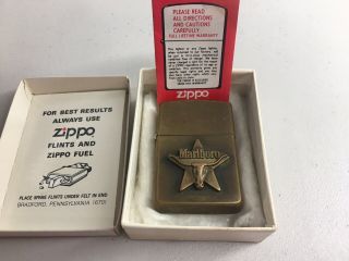 Vintage Marlboro Longhorn Bull And Star Brass Zippo