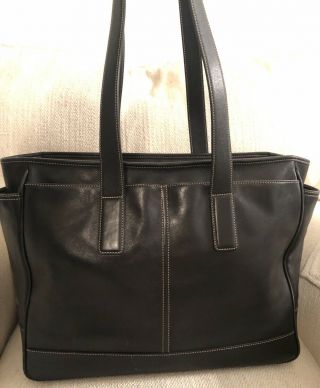 Vtg Coach Black Leather X - Large Hamptons Shoulder Shopper Tote Purse Bag 5098