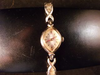 Vintage Bulova Ladies 10k Rolled Gold Ladies Mechanical Wrist Watch Stretch Band