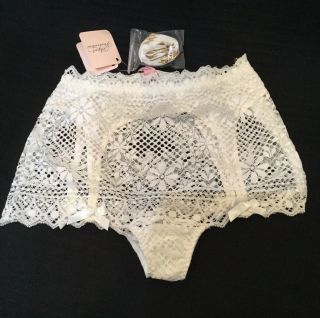 Vintage Agent Provocateur Stone Lace Cream Wedding White Brief Size Small Bnwt