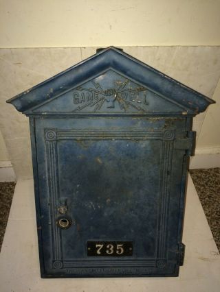 Vintage 40s/50s/60s Gamewell Blue Police Fire Alarm Bell Call Box,  735 Number Tag