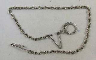 VINTAGE 1950 ' S MEXICAN STERLING SILVER WATCH FOB CHAIN 2
