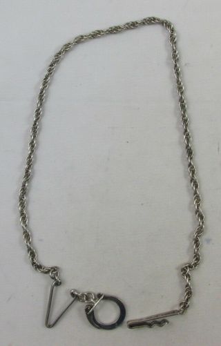 VINTAGE 1950 ' S MEXICAN STERLING SILVER WATCH FOB CHAIN 5