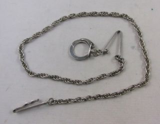 VINTAGE 1950 ' S MEXICAN STERLING SILVER WATCH FOB CHAIN 6
