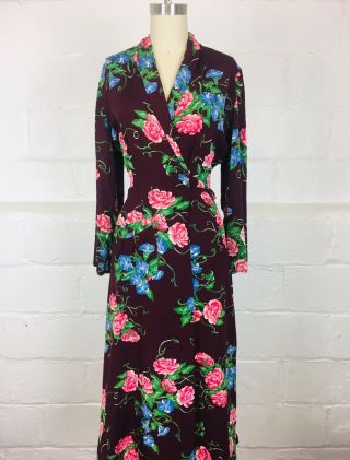 Vintage 1940s/1950’s Handmade Printed Floral Wrap House Dress Wow