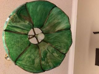 Vintage Tiffany Style Lamp Hanging Ceiling Swag Chandelier Green Stained Glass 3