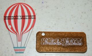 2 Vintage Bullocks Gift Tags Wilshiire & Westwood Hot Air Balloon