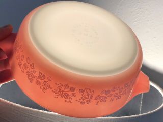 Vintage Pyrex Pink Gooseberry Complete Round Casserole Set 471 472 473 474 475 7