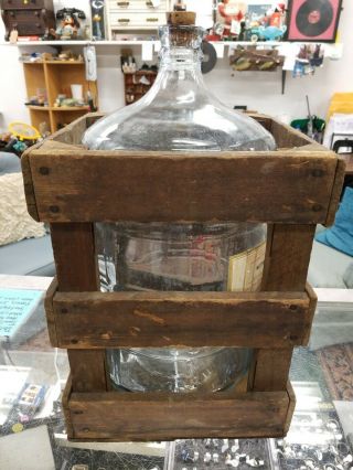 vintage 5 gallon water bottle w crate crisa blue glass distillata distilled wate 8