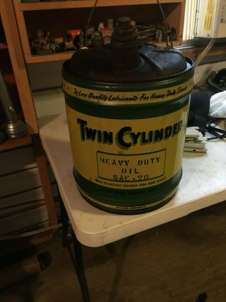 Vintage Twin Cylinder/john Deere 5 Ga.  Oil Can Double Spout Inside