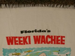 Vtg Forida ' s Weeki Wachee Spring of Live Mermaids Beach Bath Towel 53 