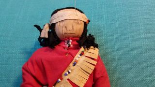 Vintage Seneca Native American Indian Corn Husk Doll Wool 5