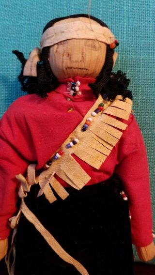 Vintage Seneca Native American Indian Corn Husk Doll Wool 7