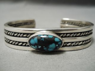 Very Rare Apache Turquoise Vintage Navajo Sterling Silver Bracelet Old