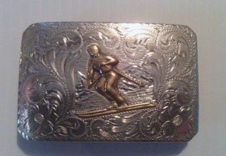 Vintage 925 Sterling Silver Diablo Mfg Co Ski Belt Buckle