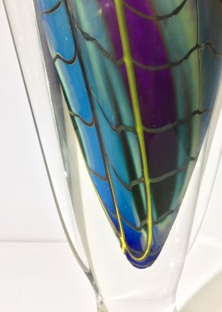 Stunning Vintage Hal David Berger Flared Studio Glass Vase,  1997 10
