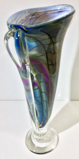 Stunning Vintage Hal David Berger Flared Studio Glass Vase,  1997 4