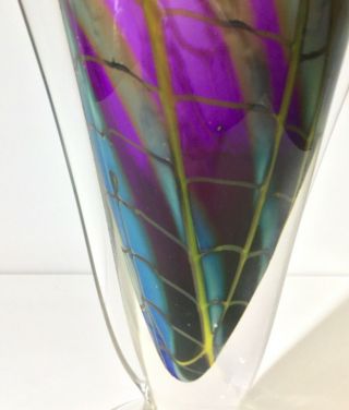 Stunning Vintage Hal David Berger Flared Studio Glass Vase,  1997 8
