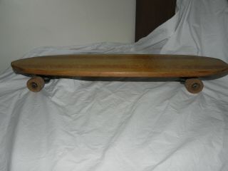 Vintage 29 " Wood Deck Surfer Skateboard W/clay Wheels