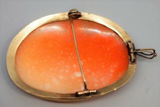 Vintage 14K Yellow Gold Cameo Brooch Pin or Pendant,  Signed 14K,  6.  5 Grams 4