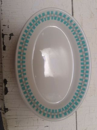 Vintage Shenango Restaurant Ware Small 4 Oval Platters/snack,  Turquoise Blue Grey