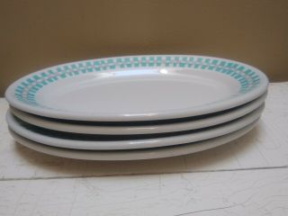 Vintage Shenango Restaurant Ware Small 4 Oval Platters/Snack,  Turquoise Blue Grey 3