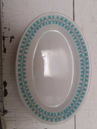 Vintage Shenango Restaurant Ware Small 4 Oval Platters/Snack,  Turquoise Blue Grey 4