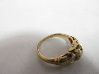 VINTAGE 14K SOLID GOLD RING FROM 1940s WITH 3 NATURAL DIAMONDS SIZE 3.  75 2
