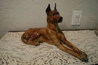 Vtg Gort Bone China Great Dane Dog Figurine - Made In England