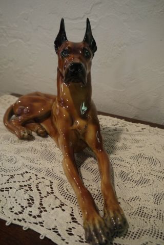 Vtg Gort Bone China GREAT DANE Dog Figurine - Made in England 3