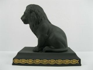 Vintage Wedgwood England Black Basalt Sitting Lion Paperweight Bookend Figurine