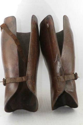Ww2 Vintage Japanese Army Leather Leggings Spats Gaiters Anklet Putees B6032