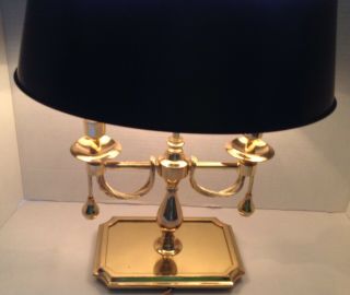 Vintage Brass Bouillotte Table Lamp Black Metal Shade Frederick Cooper? 2