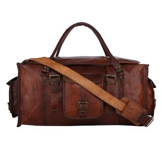 28 " Leather Bag Travel Gym Luggage Flap Duffle Men Vintage Bags