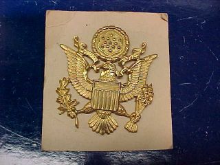 Wwii Us Army Officer Brass Cap Badge Emblem W Seal Of Us Design