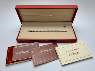 Vintage S.  T.  Dupont Classique Plaq.  Argent Spirales Ballpoint Pen (near)