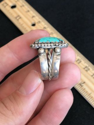 Vintage Large Native American Navajo Sterling Silver Turquoise Ring Size 9.  5 3