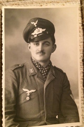 Wwii Ww2 Luftwaffe Wehrmacht Military German Air Force Soldier Photo Postcard